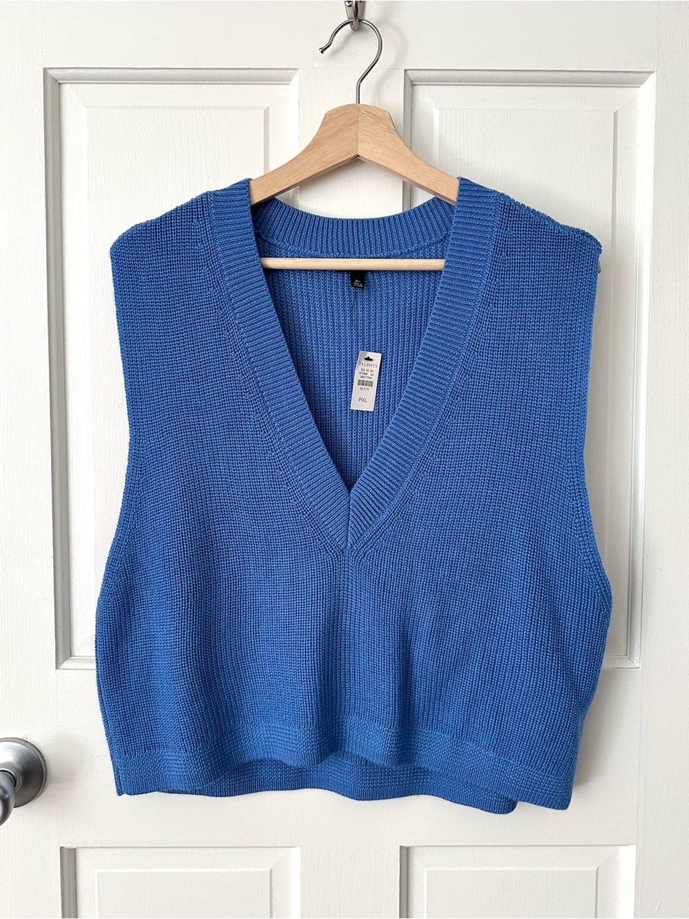 NEW! TALBOTS V-Neck Knit Sweater Vest Bright Cornflower Blue Size XL Petite